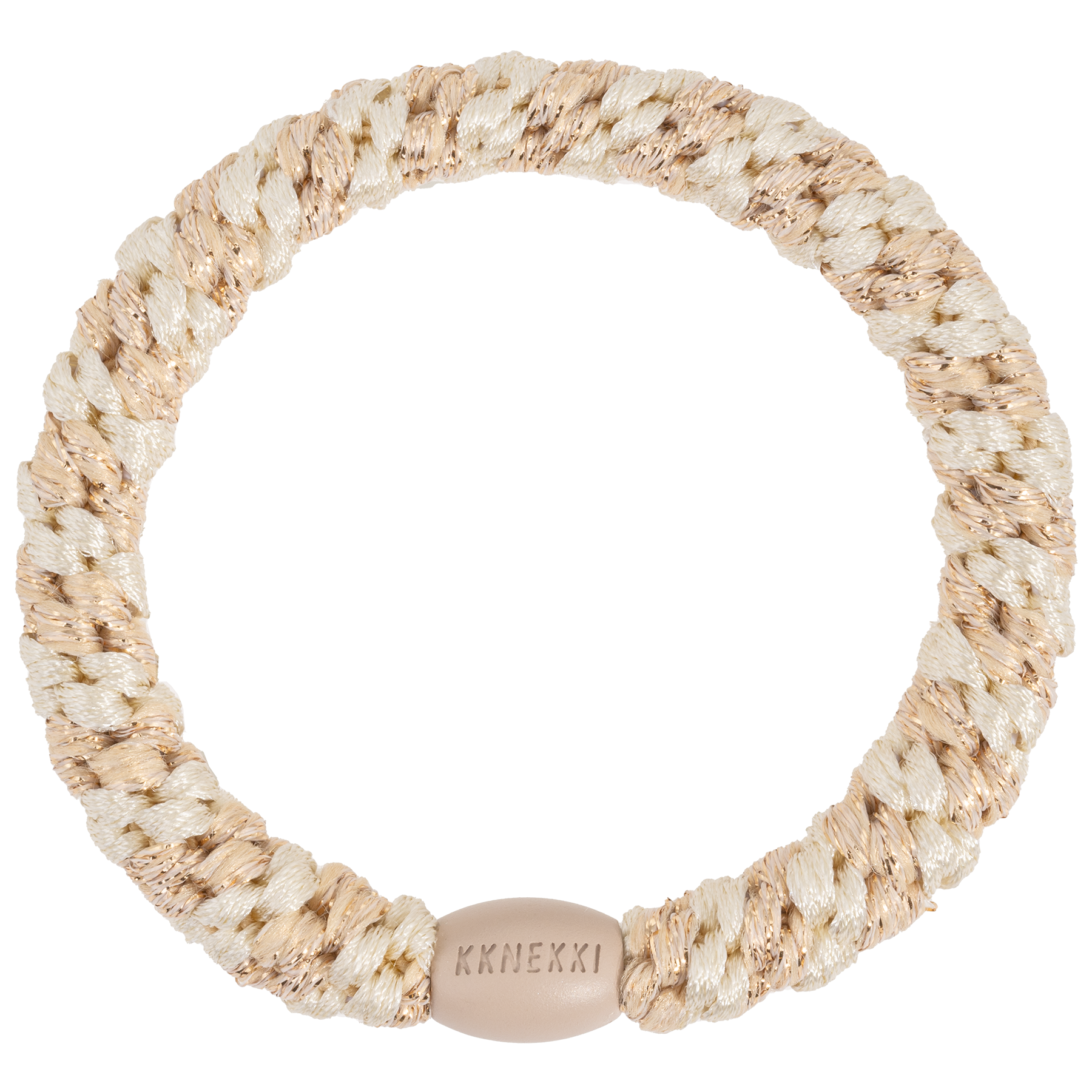 KKNEKKI | Single Hair Tie - Ivory Beige Glitter Stripe