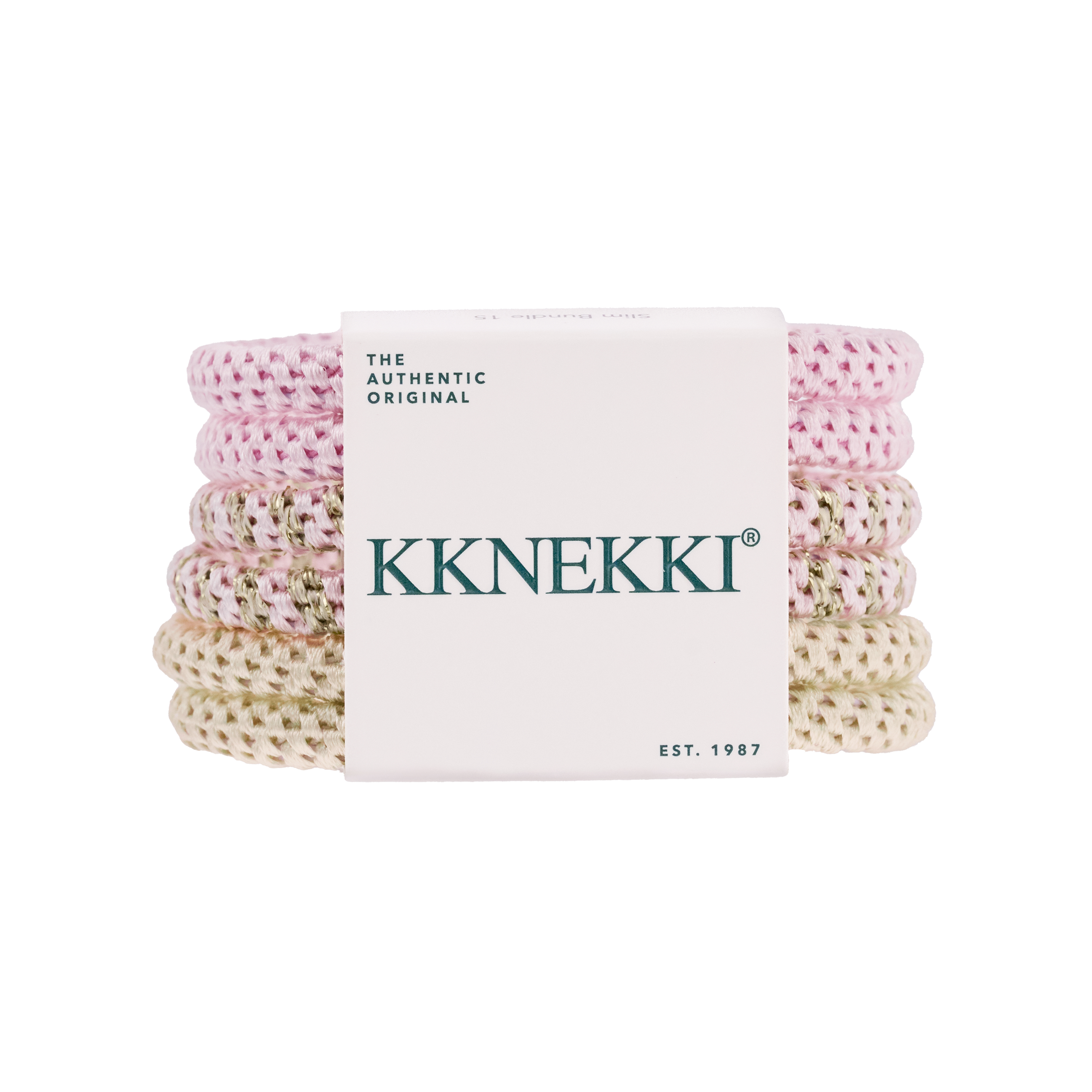 KKNEKKI | Bundle No15 Slim Hair Ties - Pink + Cream