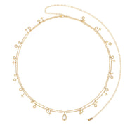 Lara Gold Crystal Double Star Stacking Belly Chain