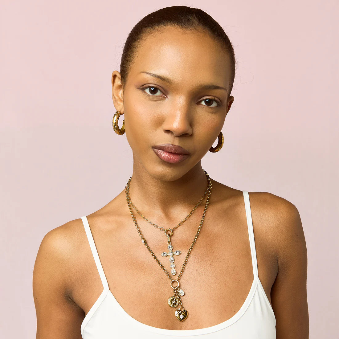 Petra Gold Crystal Chunky Star Hoops