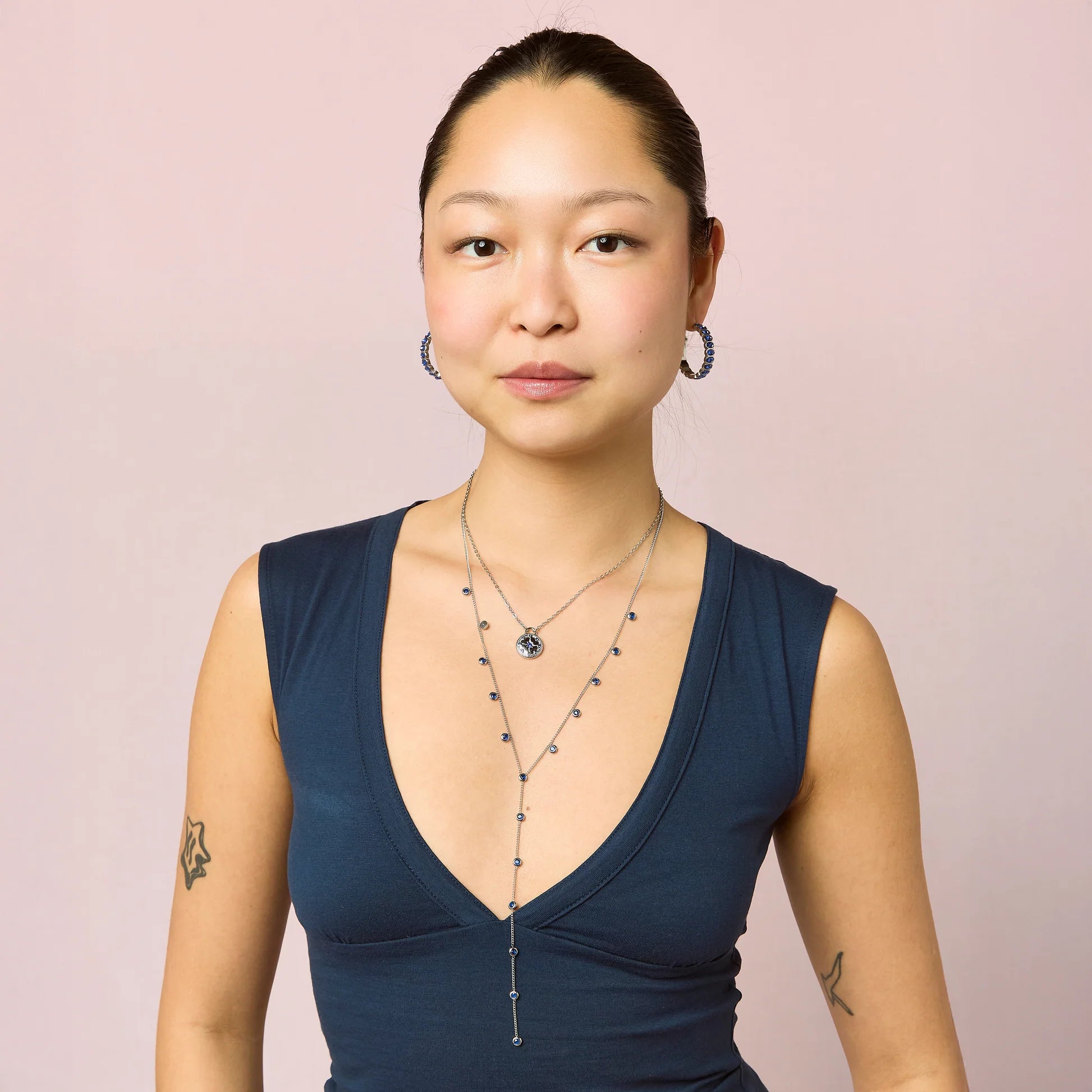 Bijoux De Mimi | India Droplet Necklace Silver & Blue