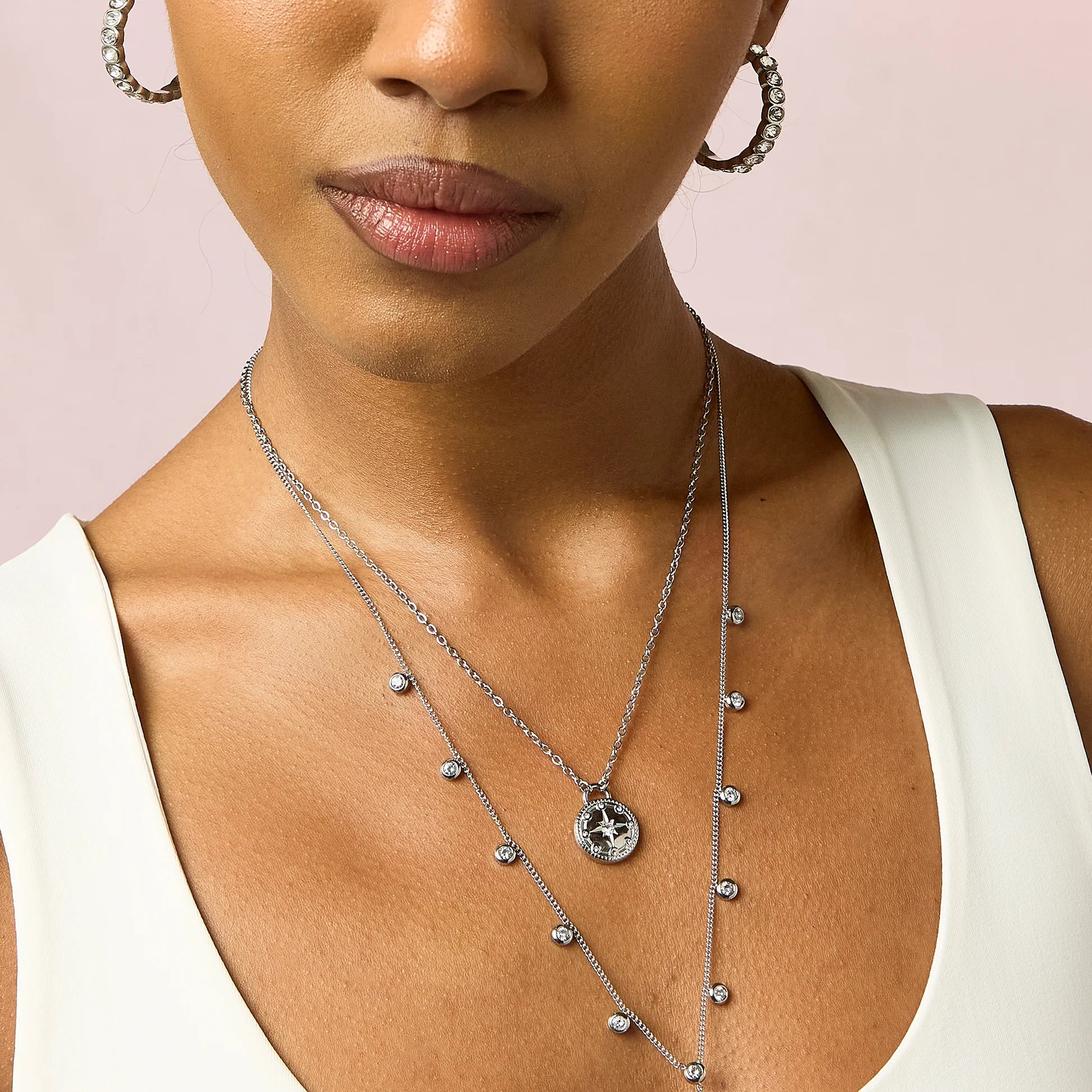 Bijoux De Mimi | Sasha Crystal Silver Compass Necklace