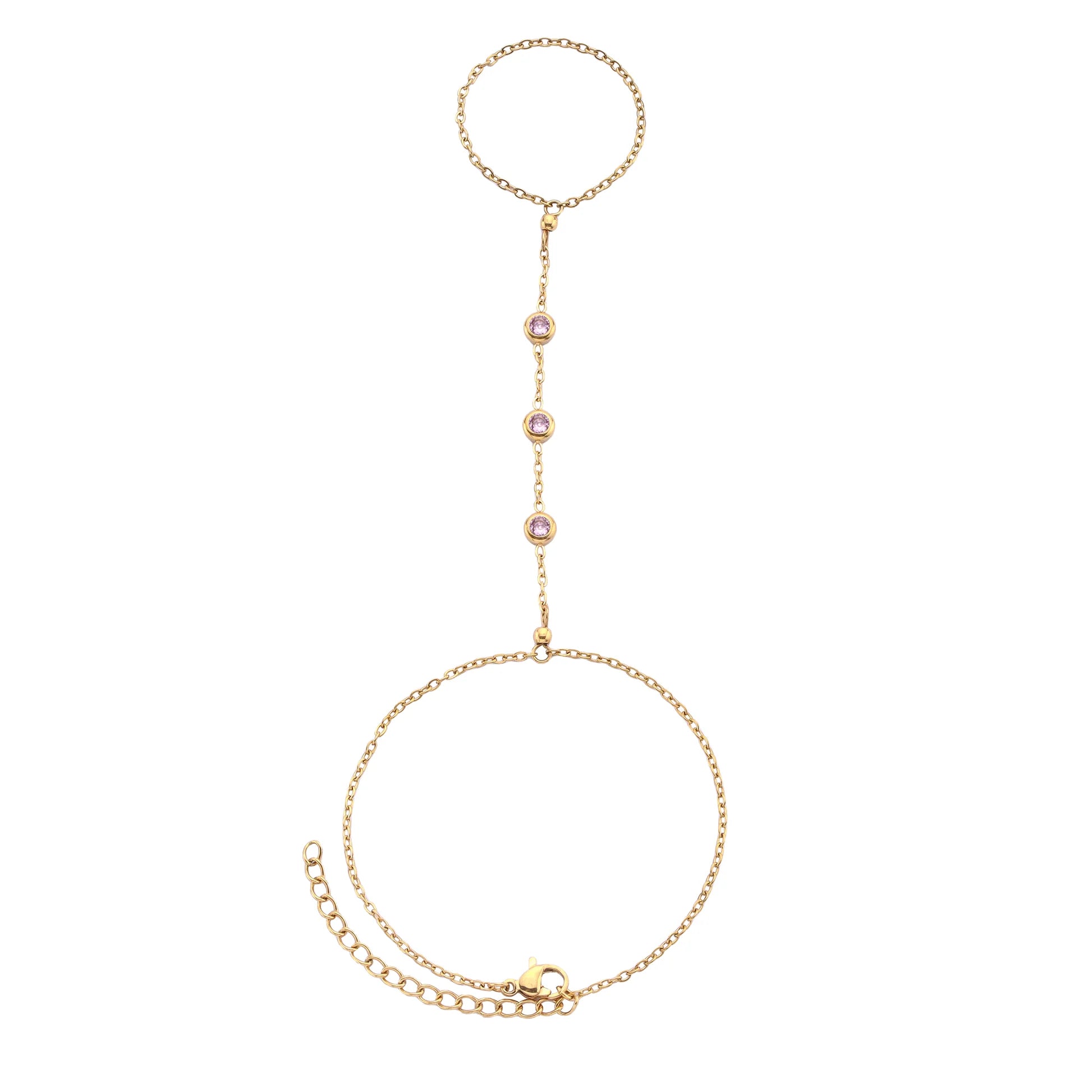 Bijoux De Mimi | Madeleine Hand Chain Pink & Gold