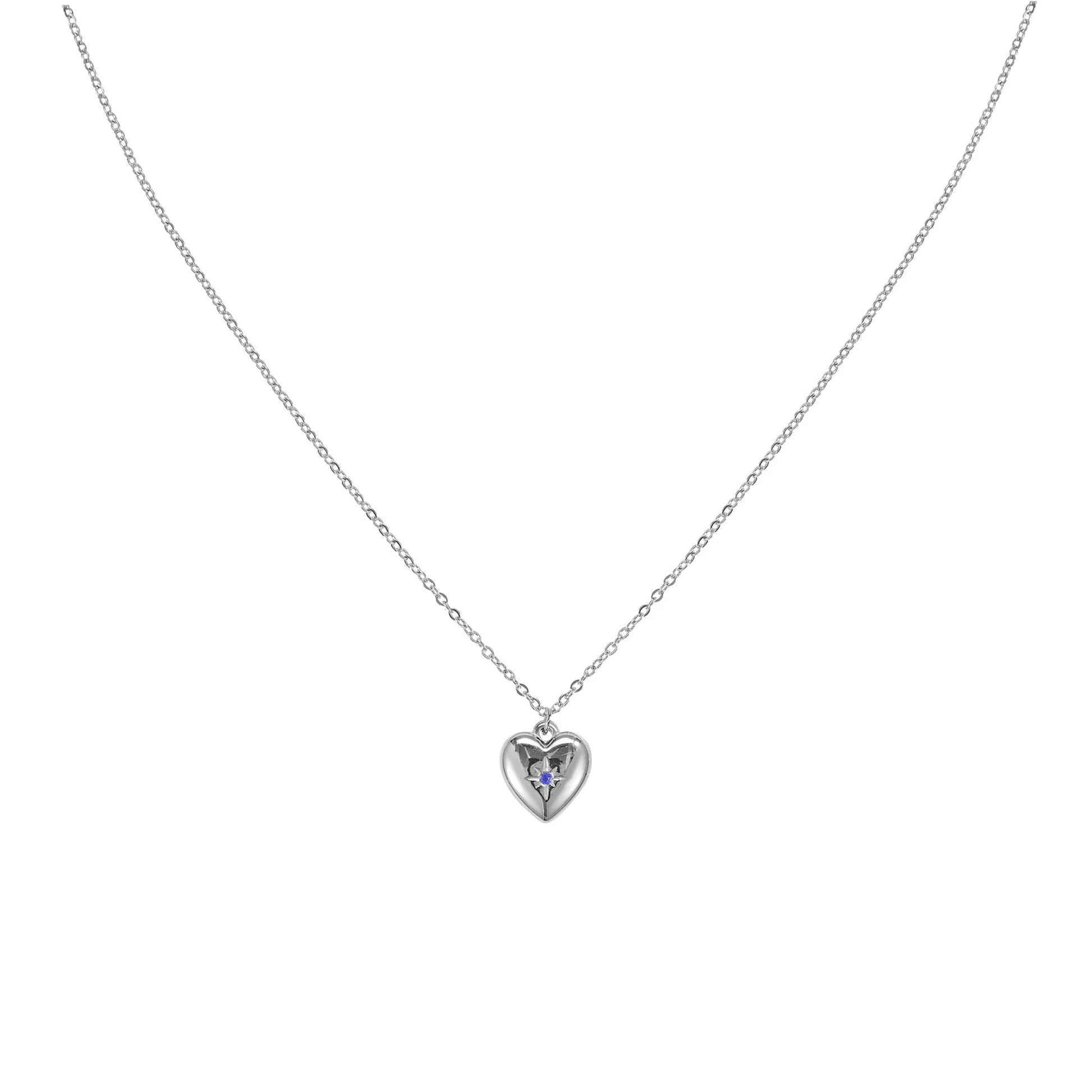 Bijoux De Mimi | Megan Blue Silver heart Pendant Necklace
