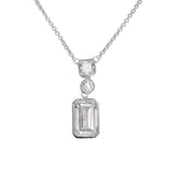 Diamonfire |  Tri-stone Drop Pendant with Zirconia