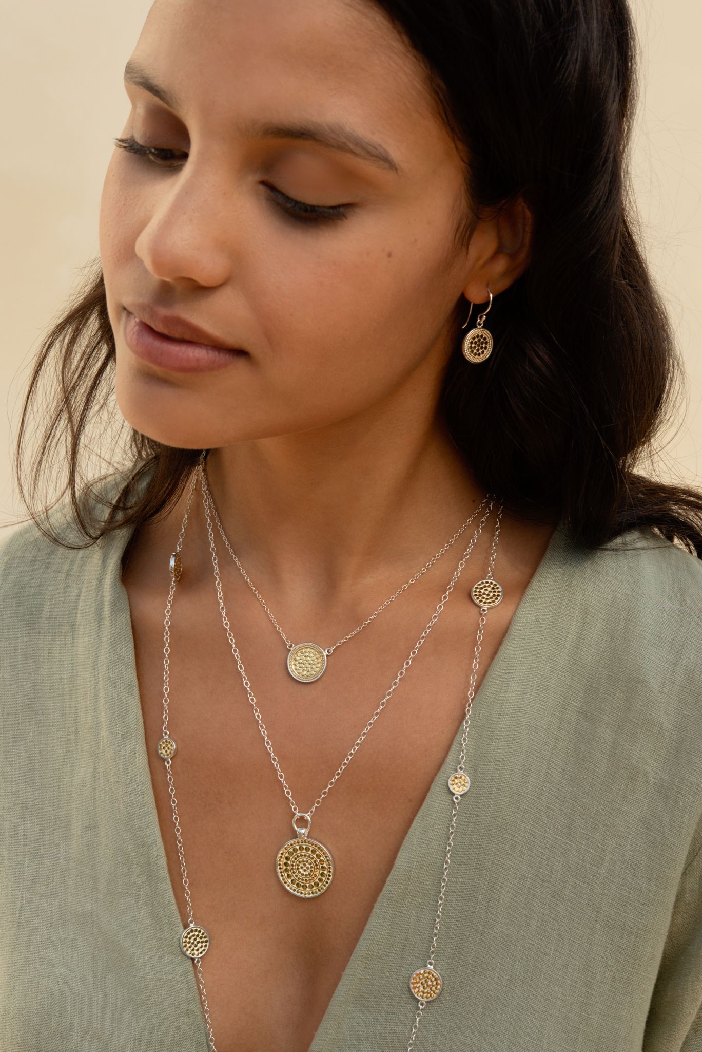 Anna Beck | Classic Circle Drop two tone Earrings