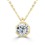 B&N | 18ct Yellow Gold Lab Grown Faceted Diamond Pendant