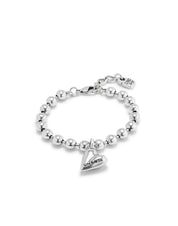 UNO de 50 |  Cupido Bracelet A silver bracelet featuring a chain of heart-shaped links with a larger heart charm marked 'UNO de 50'.