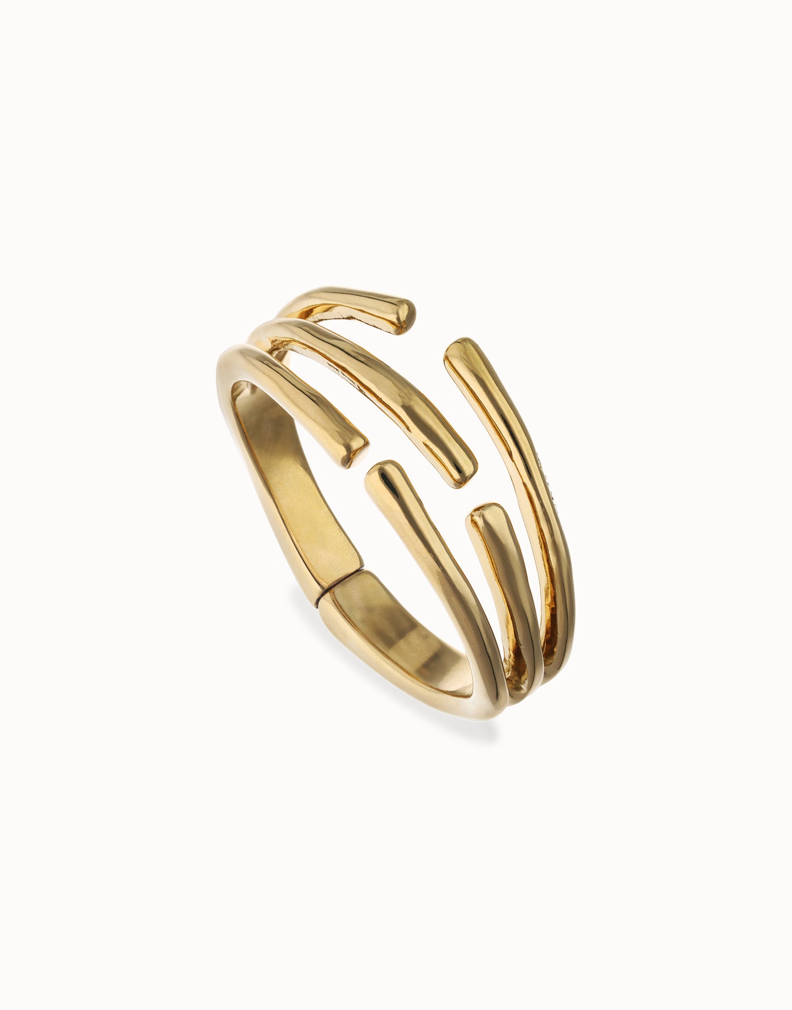 UNO de 50 | Intertwined tubes Gold Plate Bangle