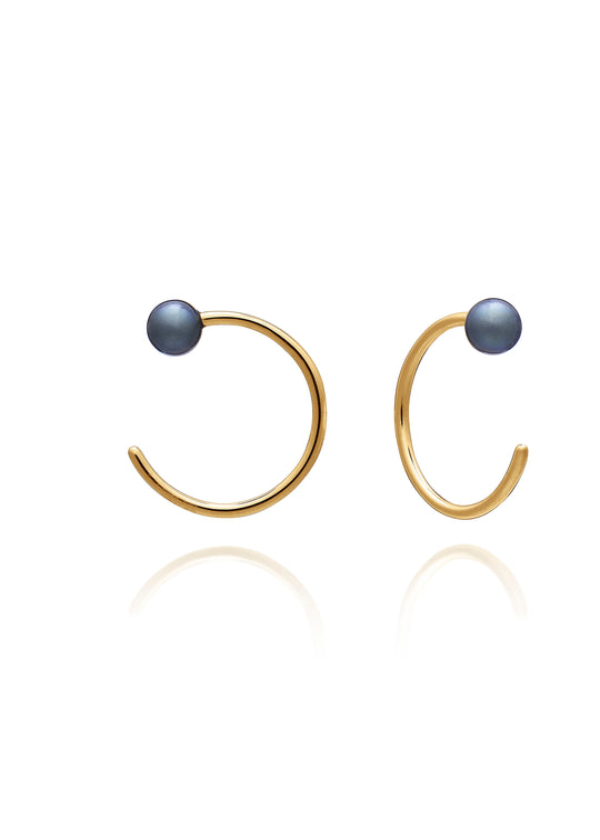 Rachel Jackson |  Stellar Evolution Black Pearl Hoop Earrings