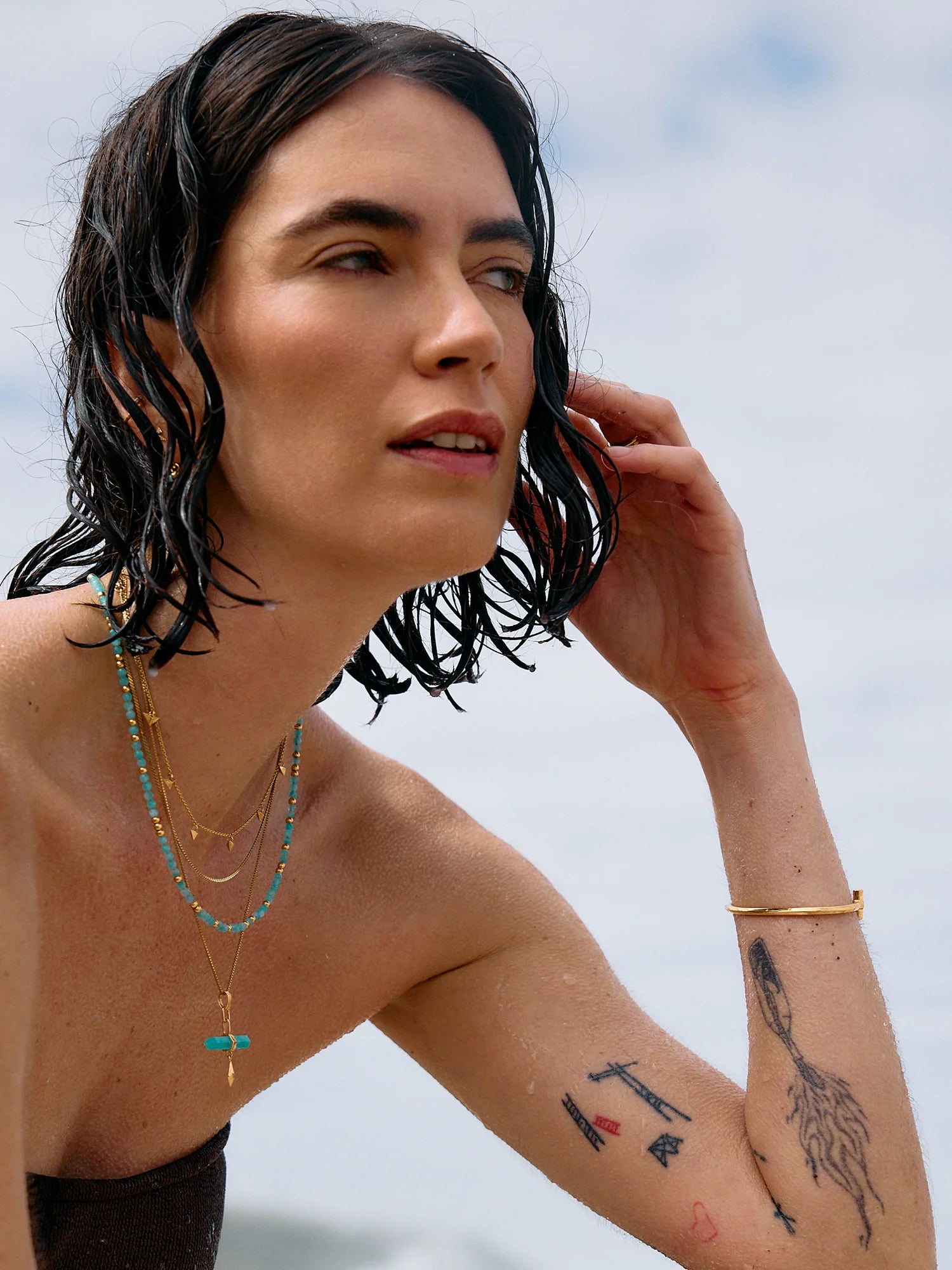 Rachel Jackson | Tranquility Aquamarine T-Bar Necklace