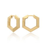 Rachel Jackson | Medium Bevelled Hexagon Gold Plate Hoops