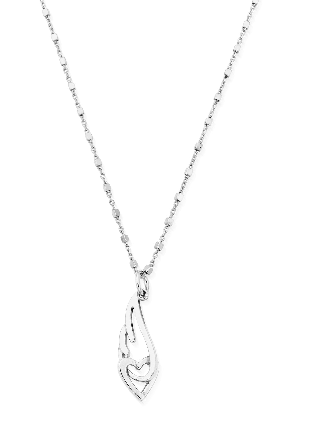 ChloBo |  Delicate Cube chain Interlocking Heart & Angel wing Necklace