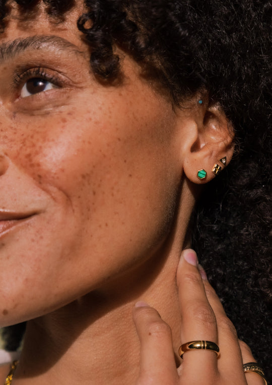 Daisy London |  Malachite Hexagon Stud Earrings