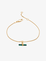 Rachel Jackson | Mini Malachite Gold Plated T-Bar Bracelet