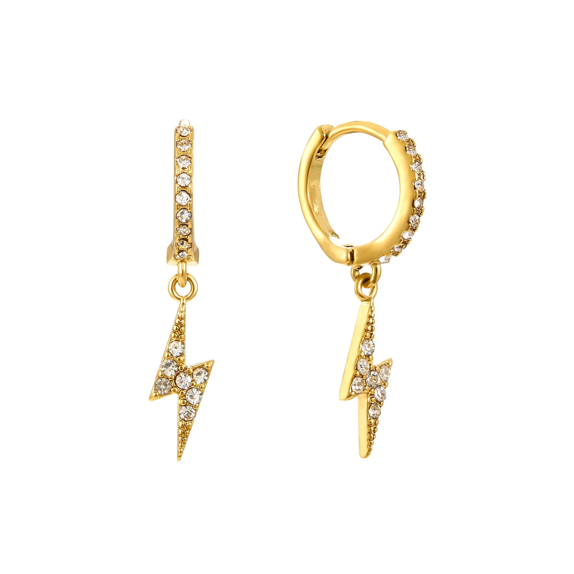 Bijoux De Mimi | Talitha Crystal Lightening Bolt Huggie Earrings
