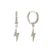 Bijoux De Mimi | Talitha Crystal Silver Lightening Bolt Huggie Earrings