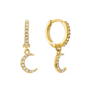 Bijoux De Mimi | Tori Crystal Moon Huggie Earrings