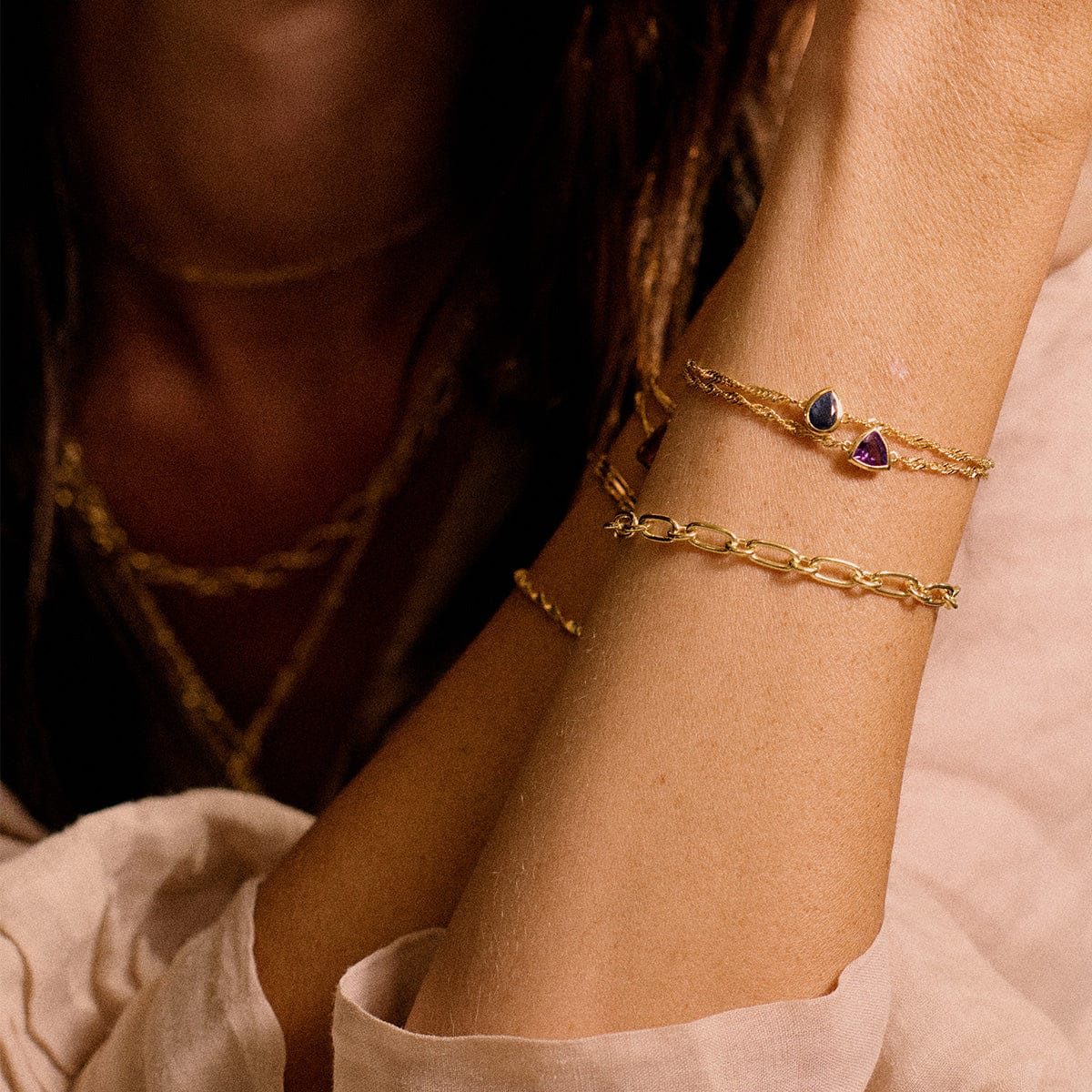 Daisy London | Amethyst February Birthstone Bracelet - Gold plate