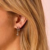 Bijoux De Mimi | Anya Silver Crystal Star Double Huggie Earrings