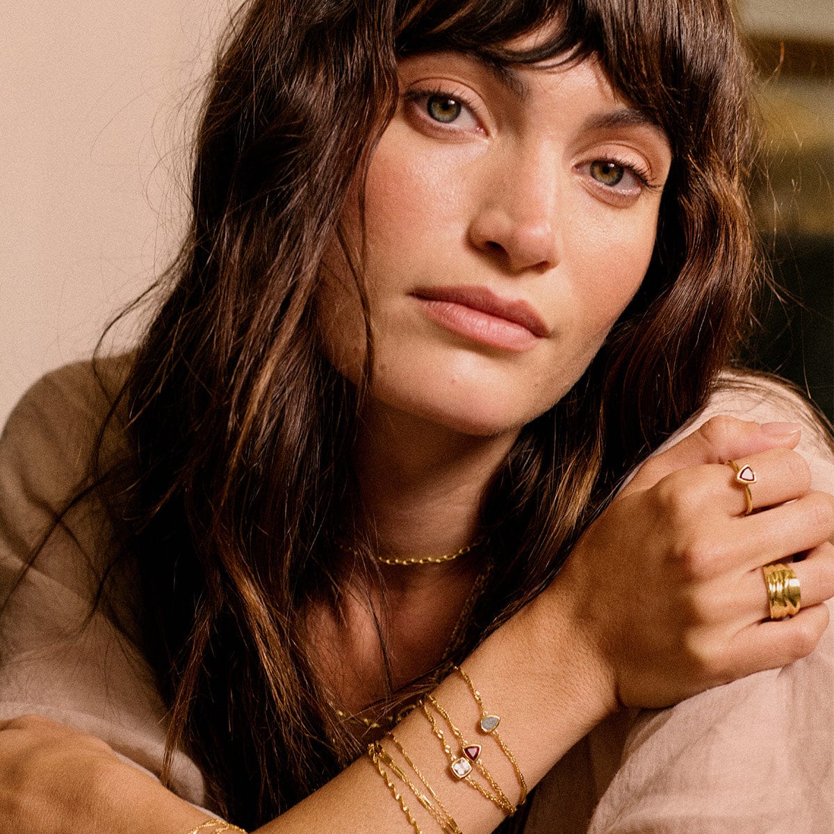 Daisy London | Aquamarine March Birthstone Bracelet - Gold plate