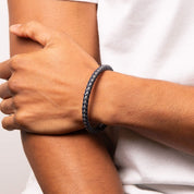 Fred Bennett | Stainless Steel & woven leather bracelet