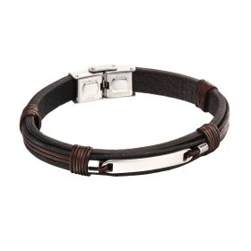 Fred Bennett | Brown & Black Leather ID Bracelet