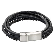 Fred Bennett | Black Leather Lava bead bracelet