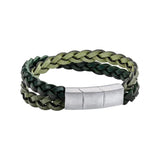 Fred Bennett | Double Braided Leather Bracelet - Green Leather