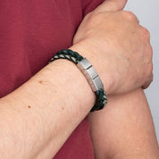 Fred Bennett | Double Braided Leather Bracelet - Green Leather