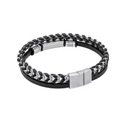 Fred Bennett | Black leather ID Plaited Bracelet