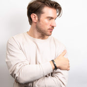 Fred Bennett | Black leather ID Plaited Bracelet