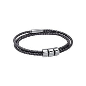 Fred Bennett | Triple Layer Thin Black Leather Bracelet
