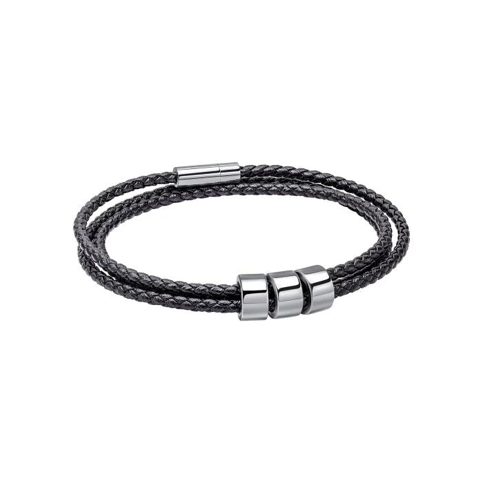 Fred Bennett | Triple Layer Thin Black Leather Bracelet