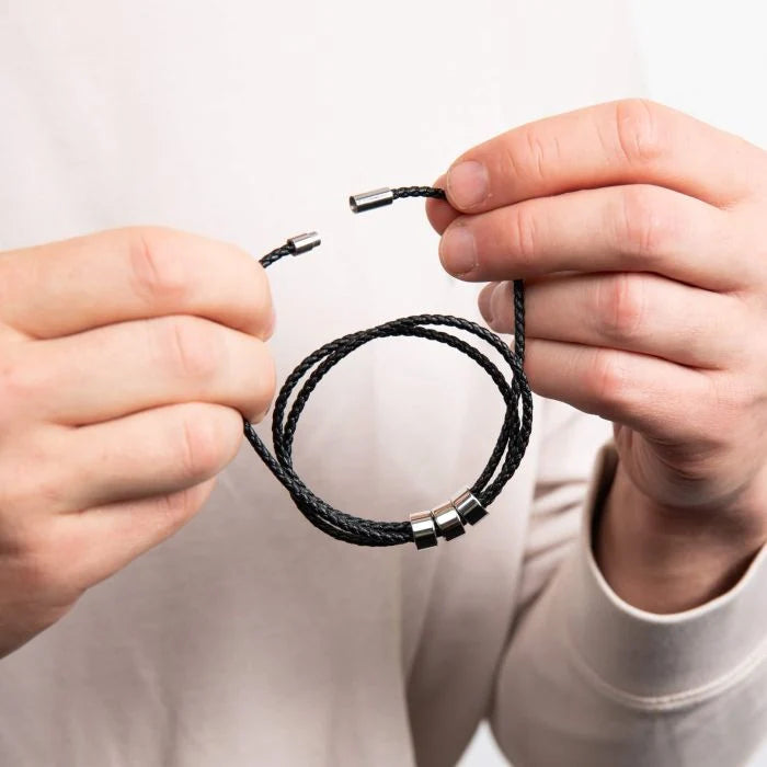 Fred Bennett | Triple Layer Thin Black Leather Bracelet