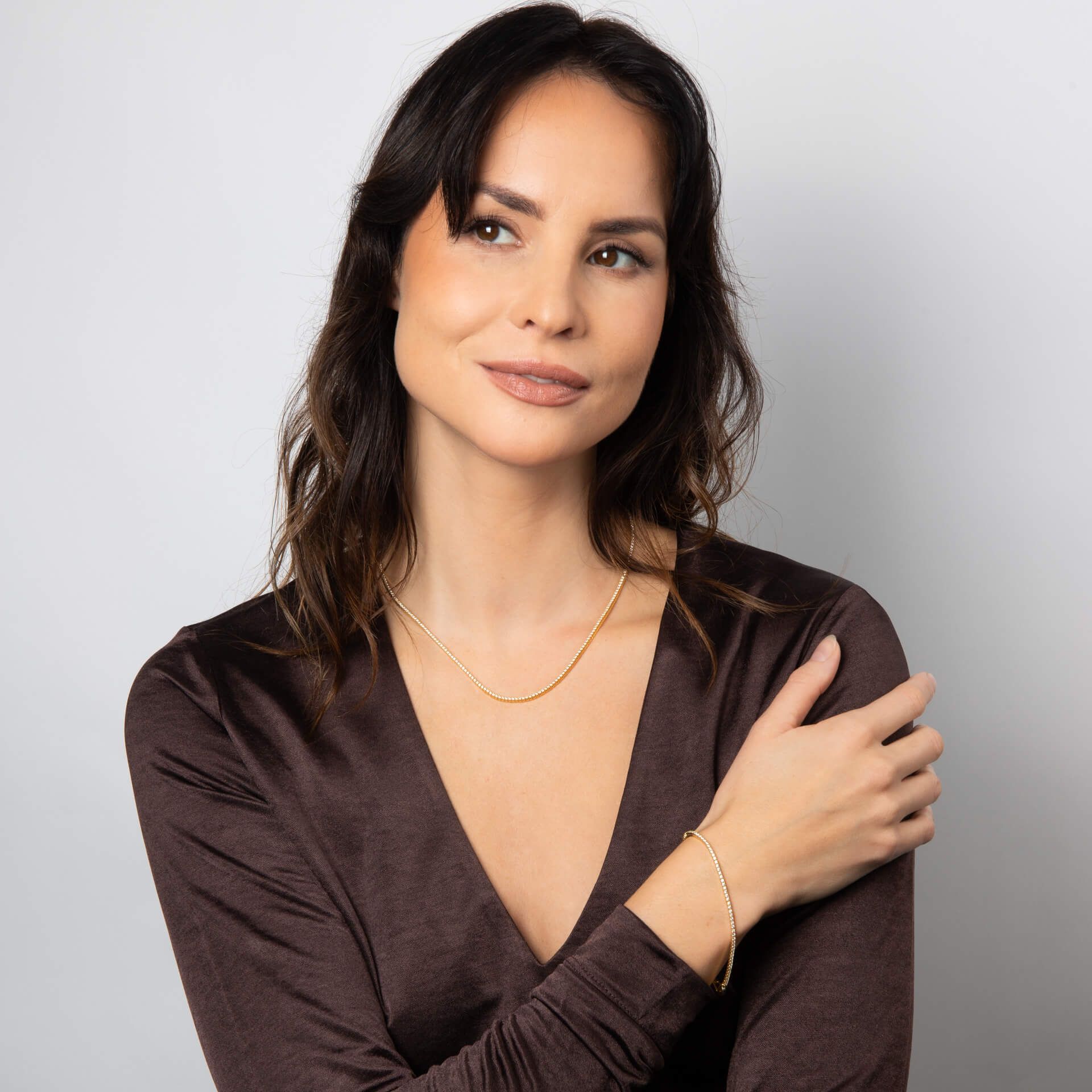 Diamonfire | Round Cut Zirconia Tennis Bracelet - Gold Plate