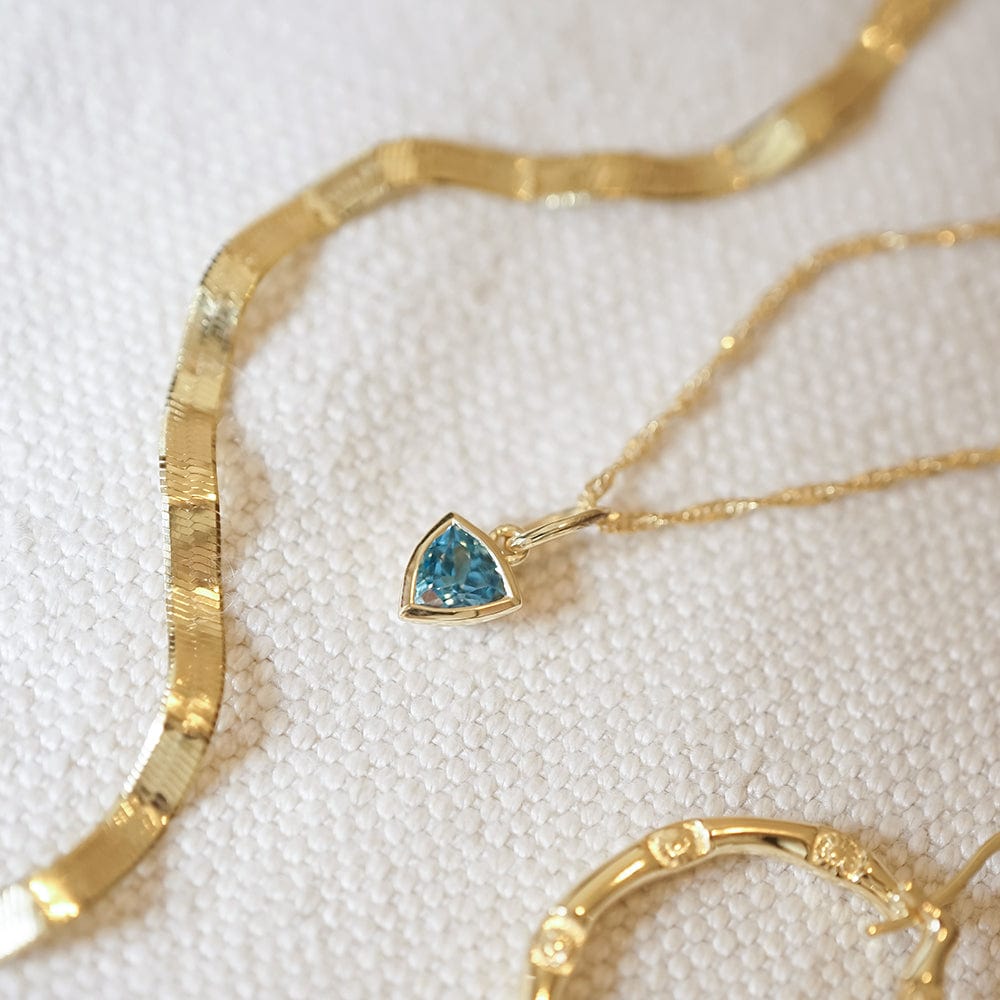 Daisy London | Blue Topaz December Birthstone Charm Necklace