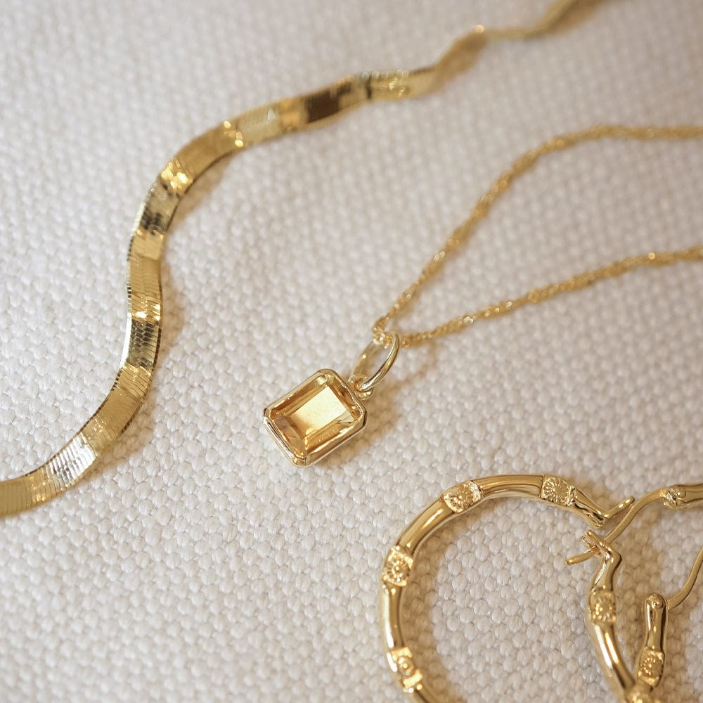 Daisy London | Citrine November Birthstone Charm Necklace