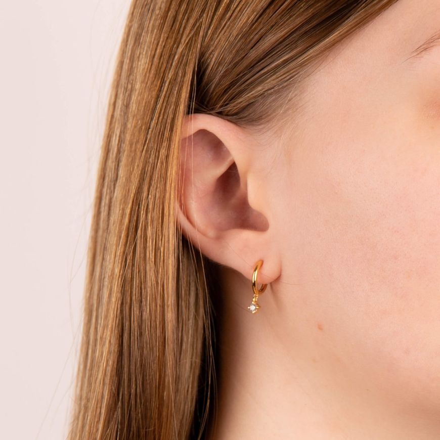 Gold plated Hoop Earrings with Zirconia