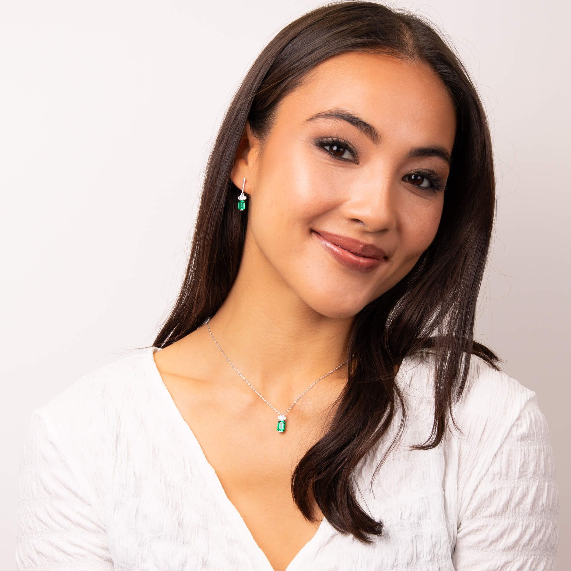 Diamonfire | Bezel & Teardrop Emerald Green Earrings