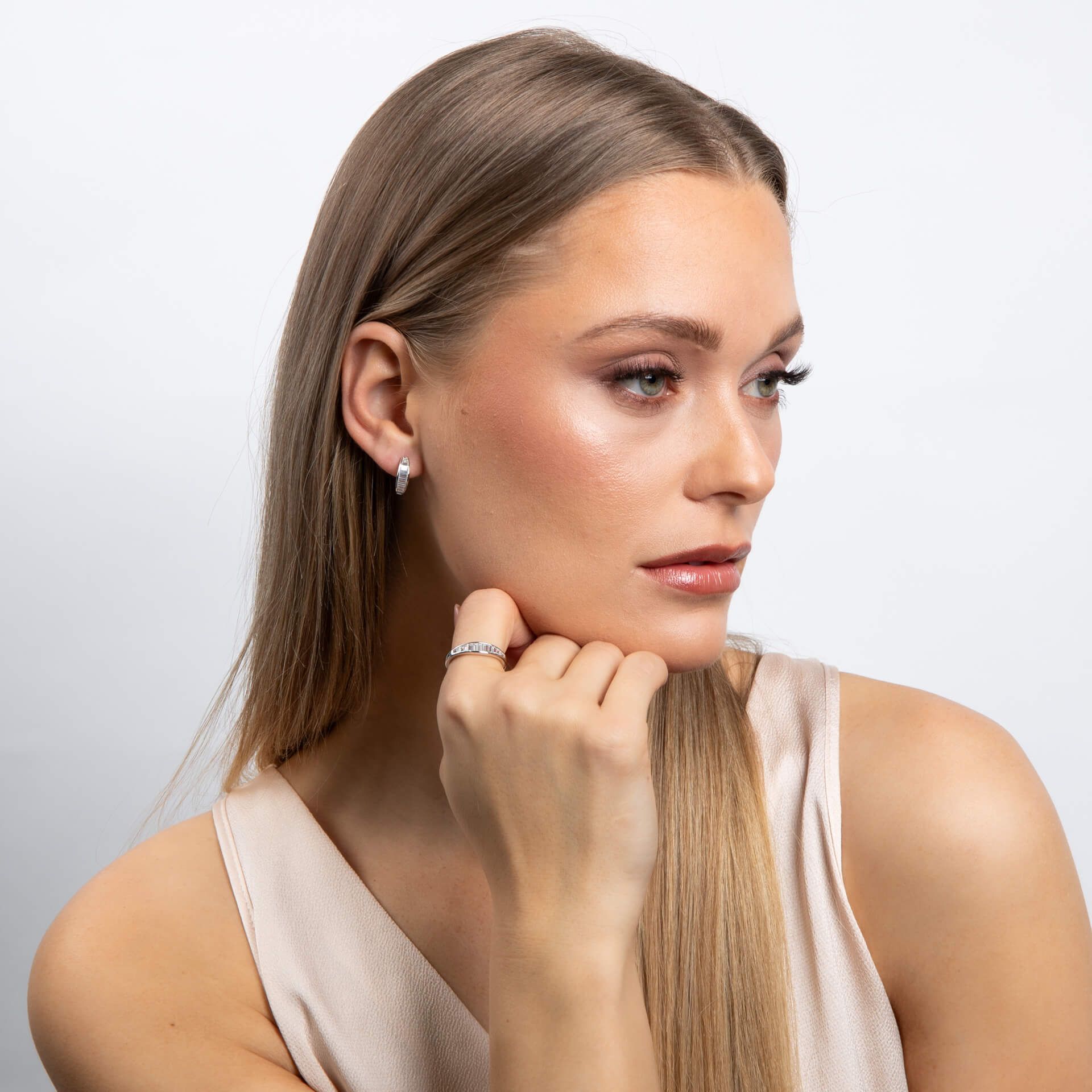 Diamonfire | Channel Set Baguette Hoops