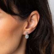 Diamonfire | Oval Halo Cut Drop Earrings