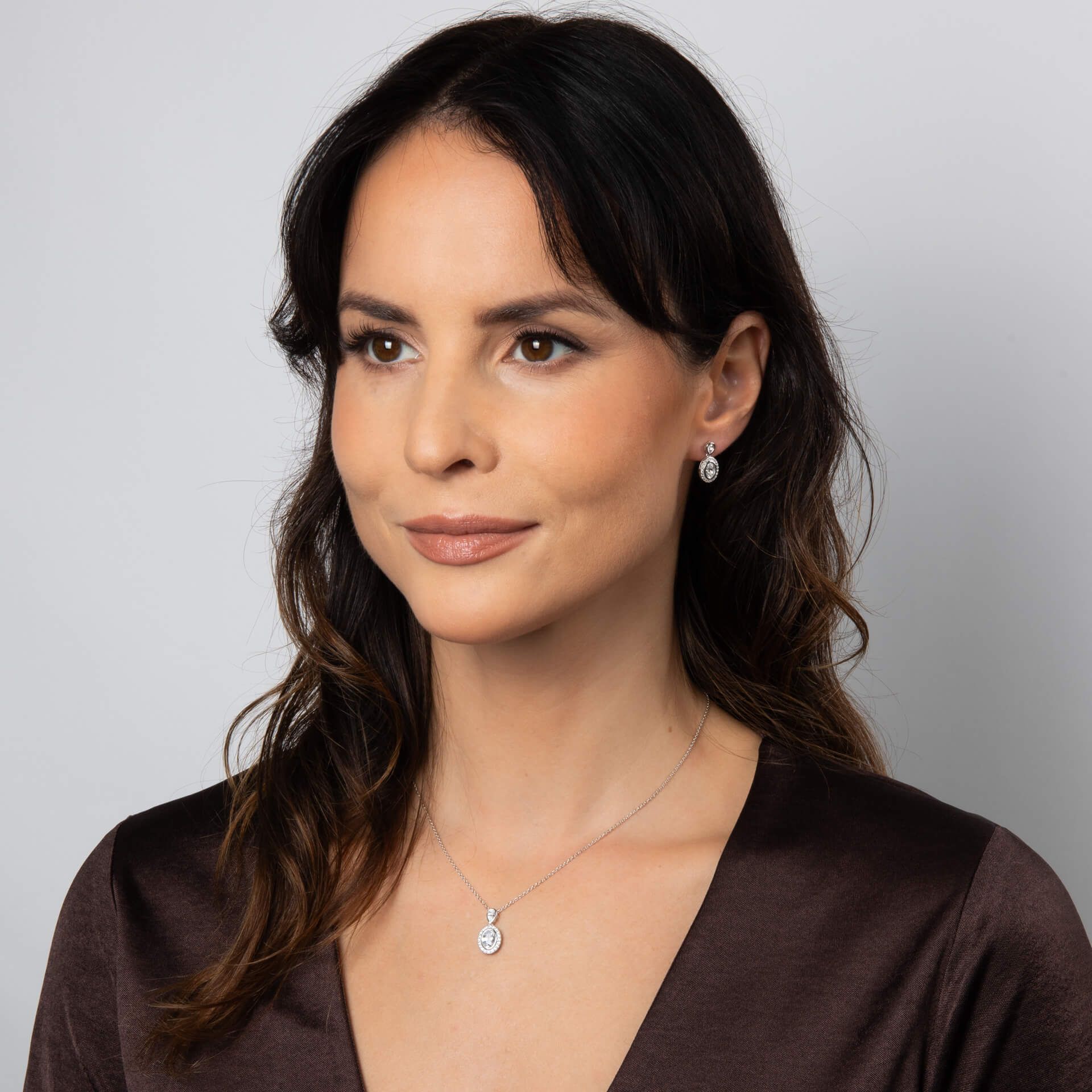 Diamonfire | Oval Halo Cut Drop Earrings