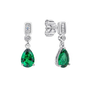Diamonfire | Bezel & Teardrop Emerald Green Earrings