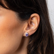 Diamonfire | Halo Teardrop Amethyst Zirconia Studs
