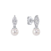 Diamonfire | Marquis Pearl Drop Stud Earrings