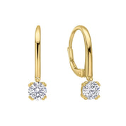 Diamonfire | Double Claw Solitaire French Hook Earrings - Gold Plate