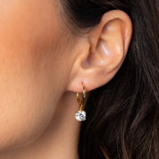 Diamonfire | Double Claw Solitaire French Hook Earrings - Gold Plate