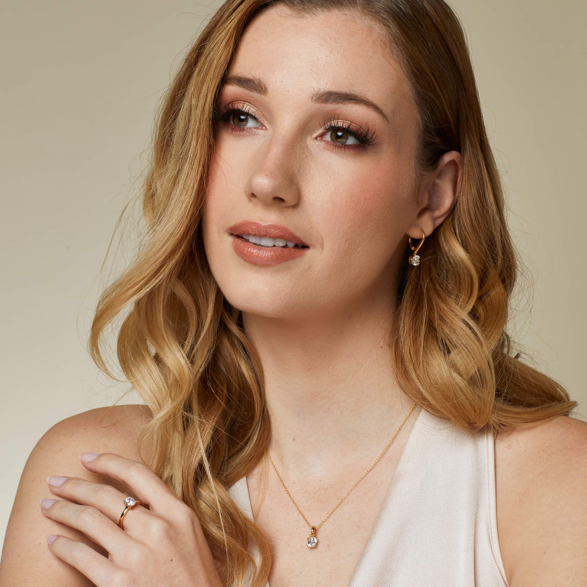 Diamonfire | Double Claw Solitaire French Hook Earrings - Gold Plate