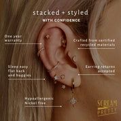 Scream Pretty | Celestial Chunky huggie hoop - Gold plate